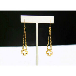 Light Floating Cross earrings Authentic 1/20 -14K Gold Filled 2 25" Drop length